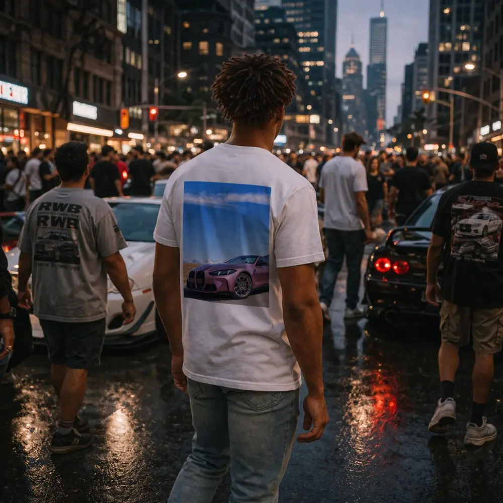 BMW M4 Pink Pearl Mountain Road Scene – T-Shirts