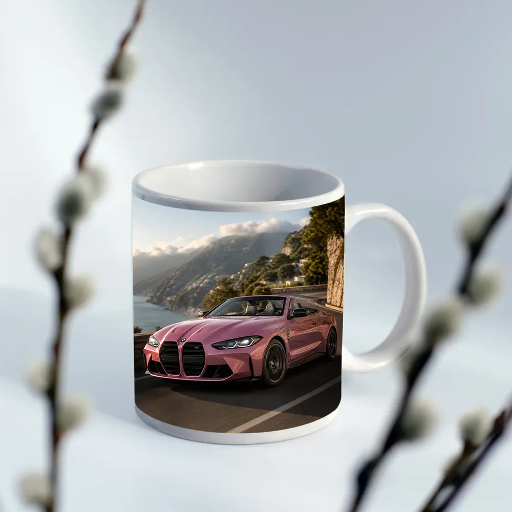 BMW M4 Convertible Pink Coastal Road Drive – Mugs