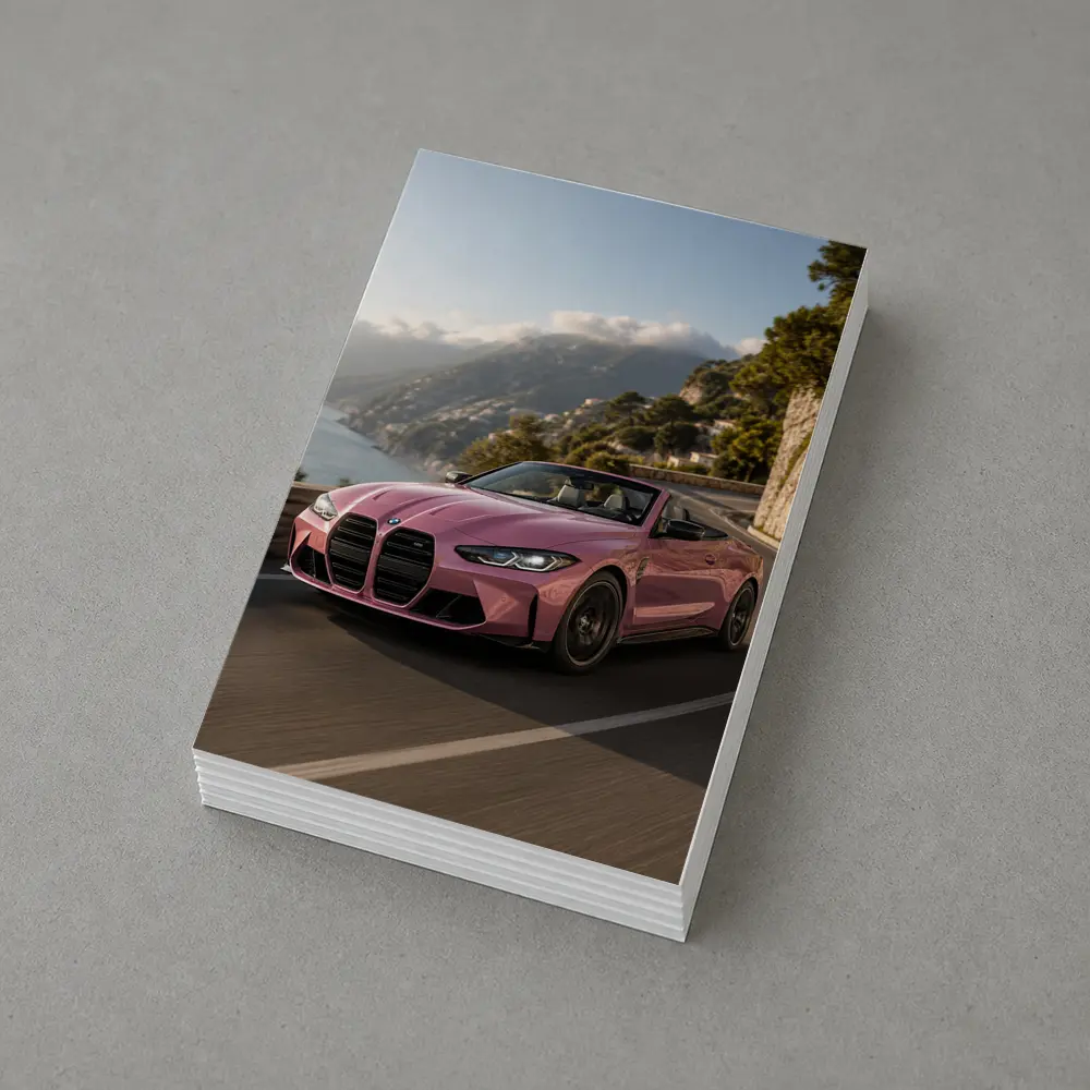 BMW M4 Convertible Pink Coastal Road Drive – Postcards