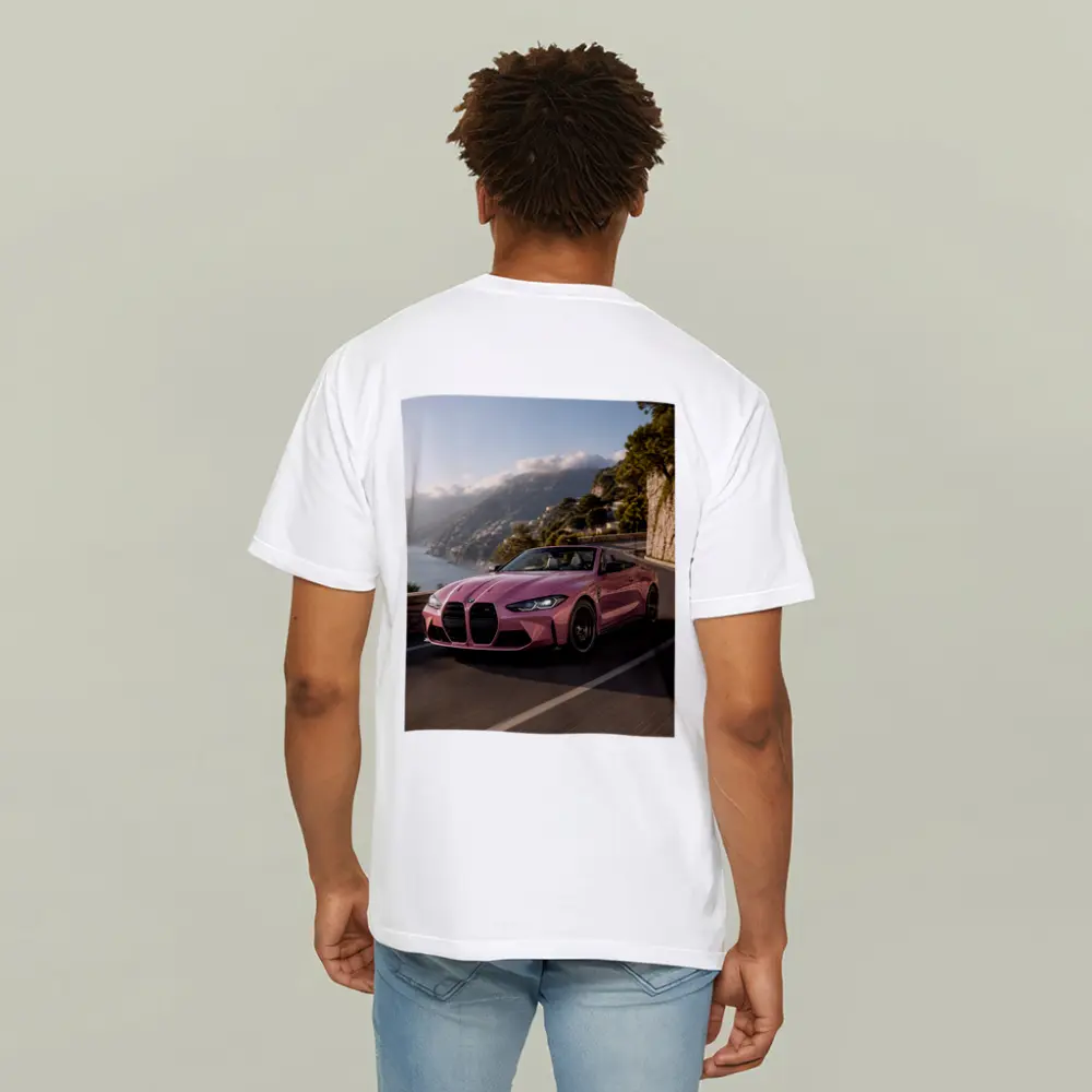 BMW M4 Convertible Pink Coastal Road Drive – T-Shirts