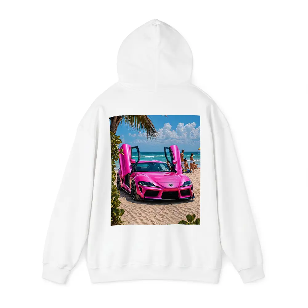 Pink Toyota GR Supra On Sunny Beach – Hoodies