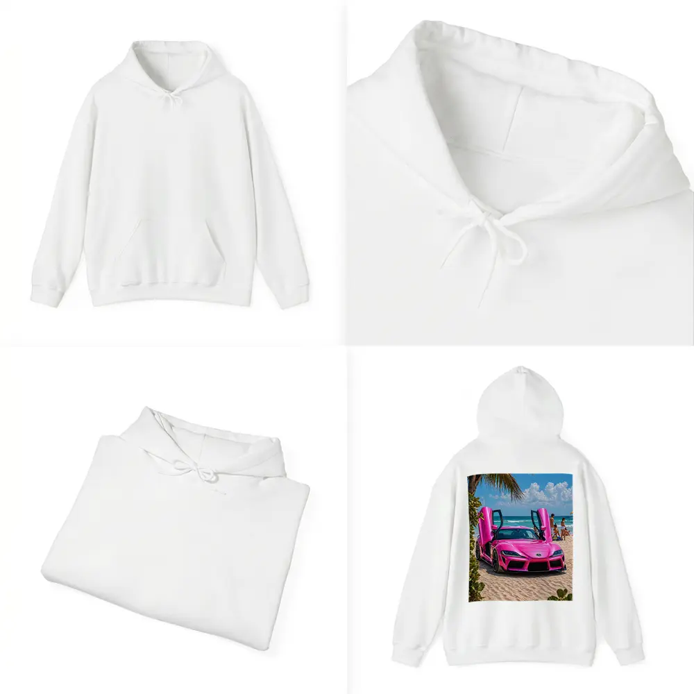 Pink Toyota GR Supra On Sunny Beach – Hoodies