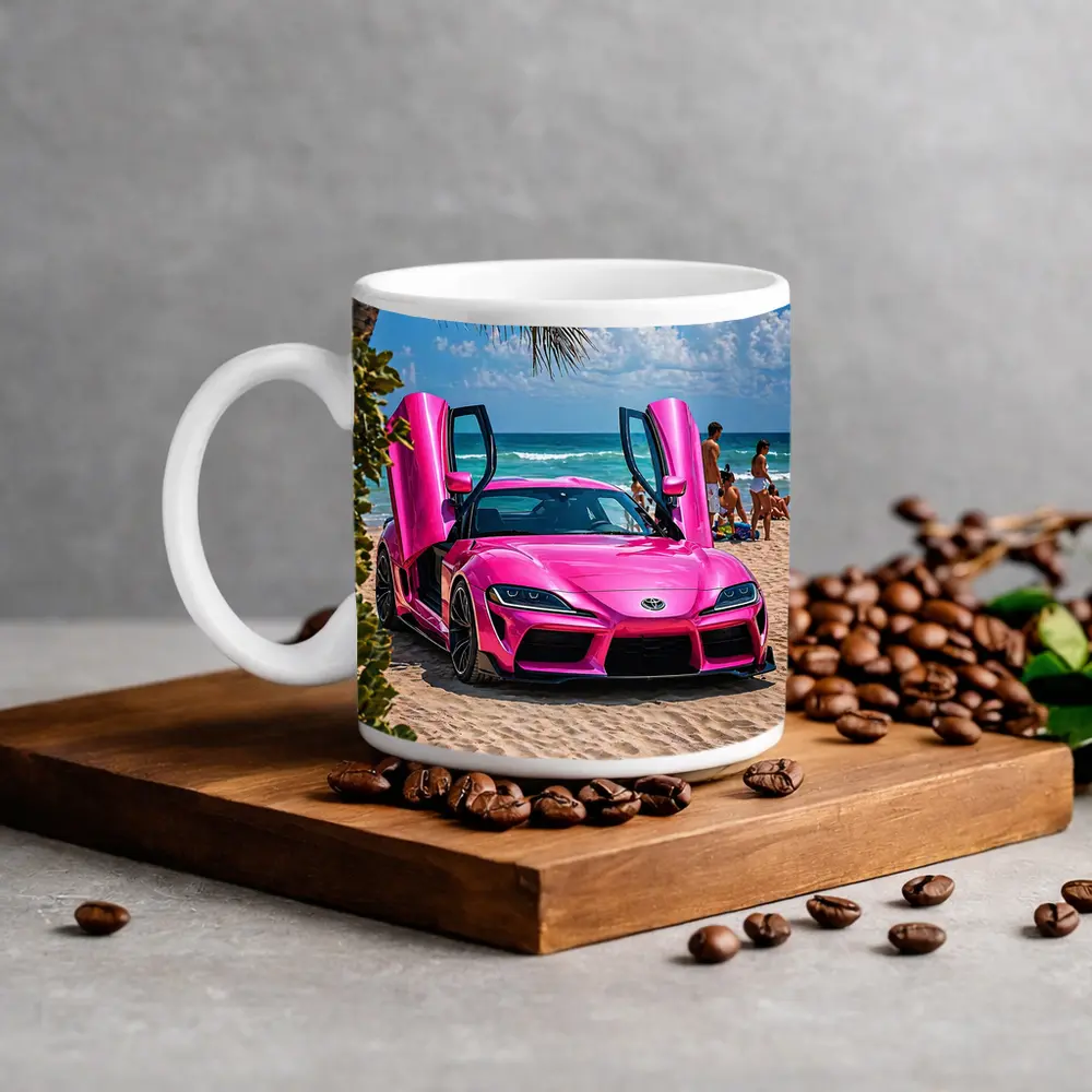 Pink Toyota GR Supra On Sunny Beach – Mugs