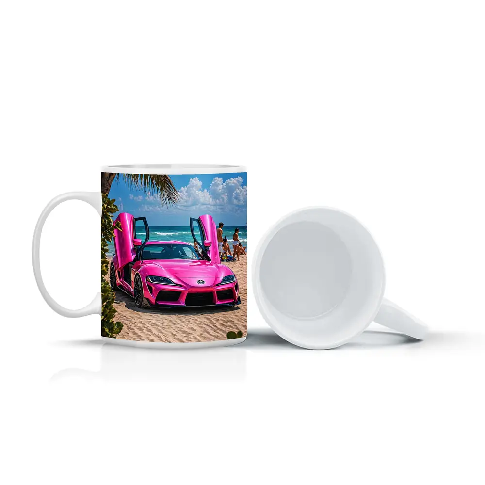 Pink Toyota GR Supra On Sunny Beach – Mugs