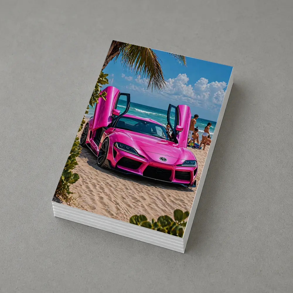 Pink Toyota GR Supra On Sunny Beach – Postcards