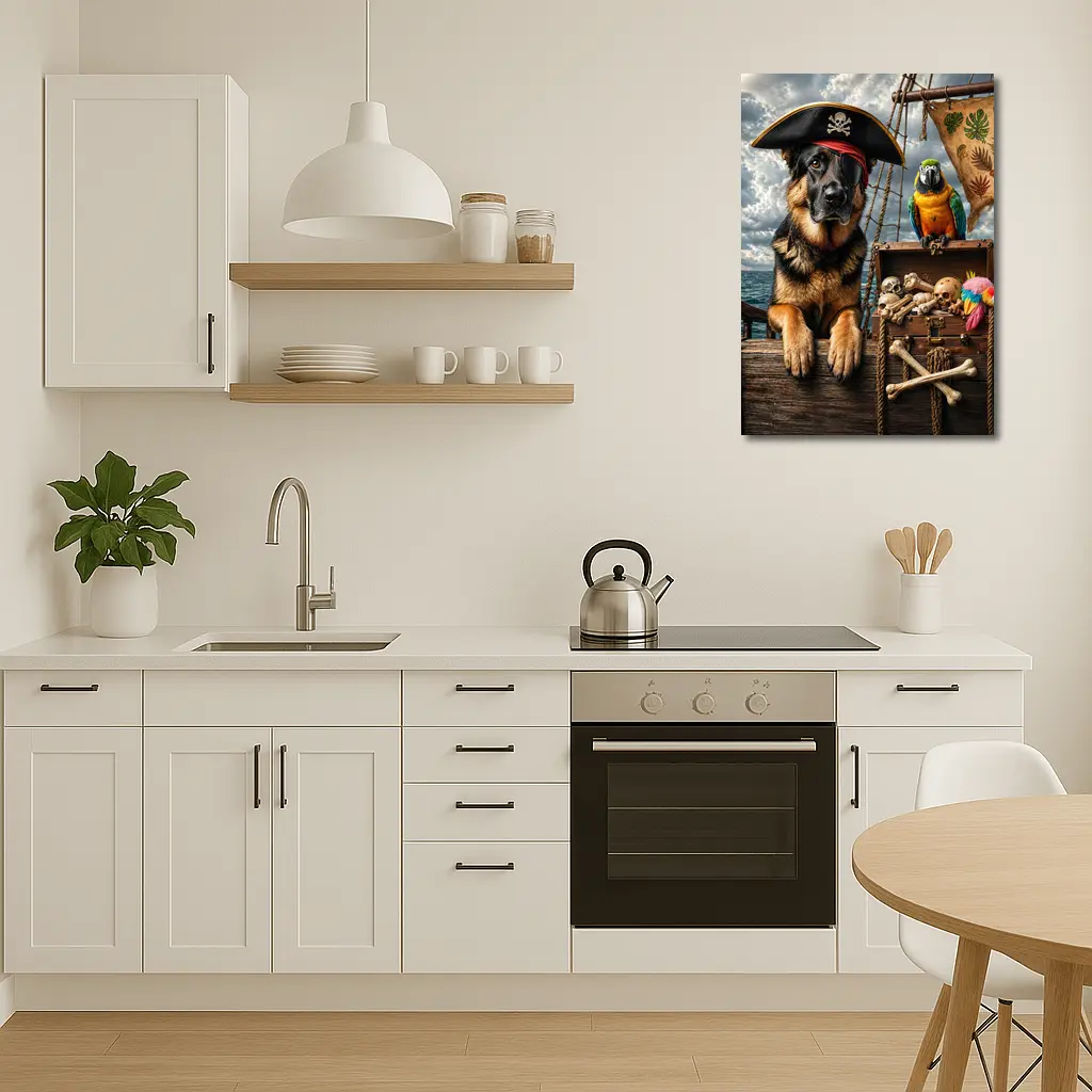 Pirate German Shepherd and Parrot Ship – Wall Art
