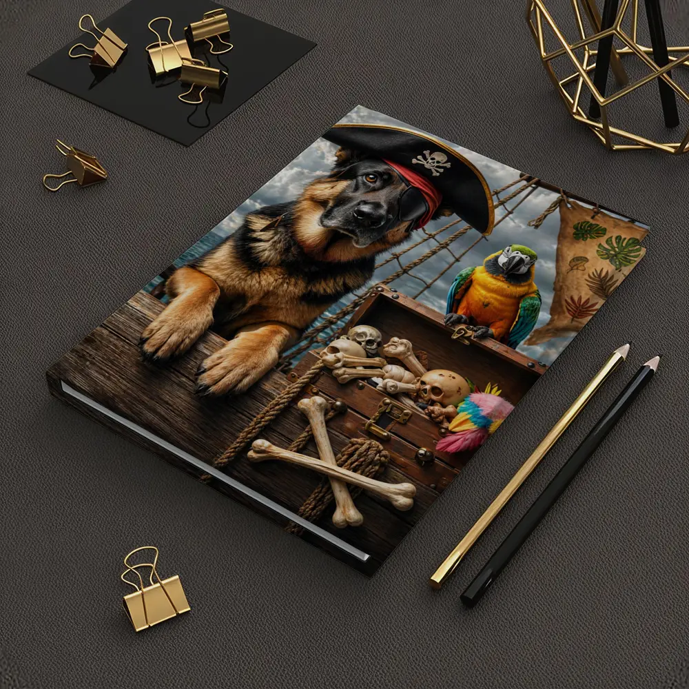 Pirate German Shepherd and Parrot Ship – Notebooks