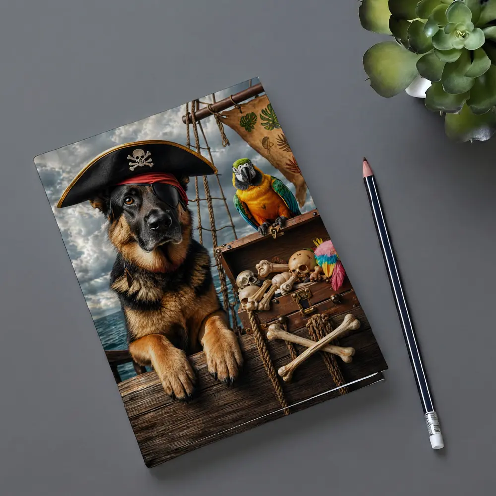 Pirate German Shepherd and Parrot Ship – Notebooks