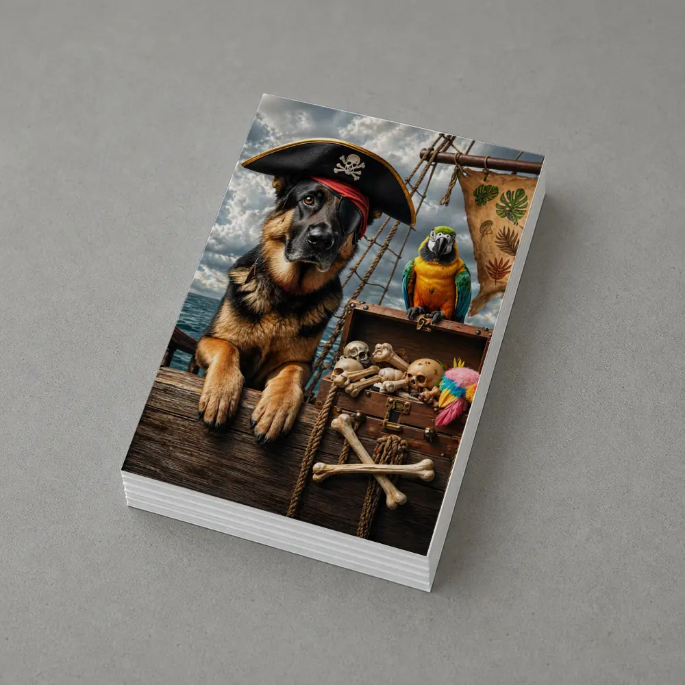 Pirate German Shepherd and Parrot Ship – Postcards