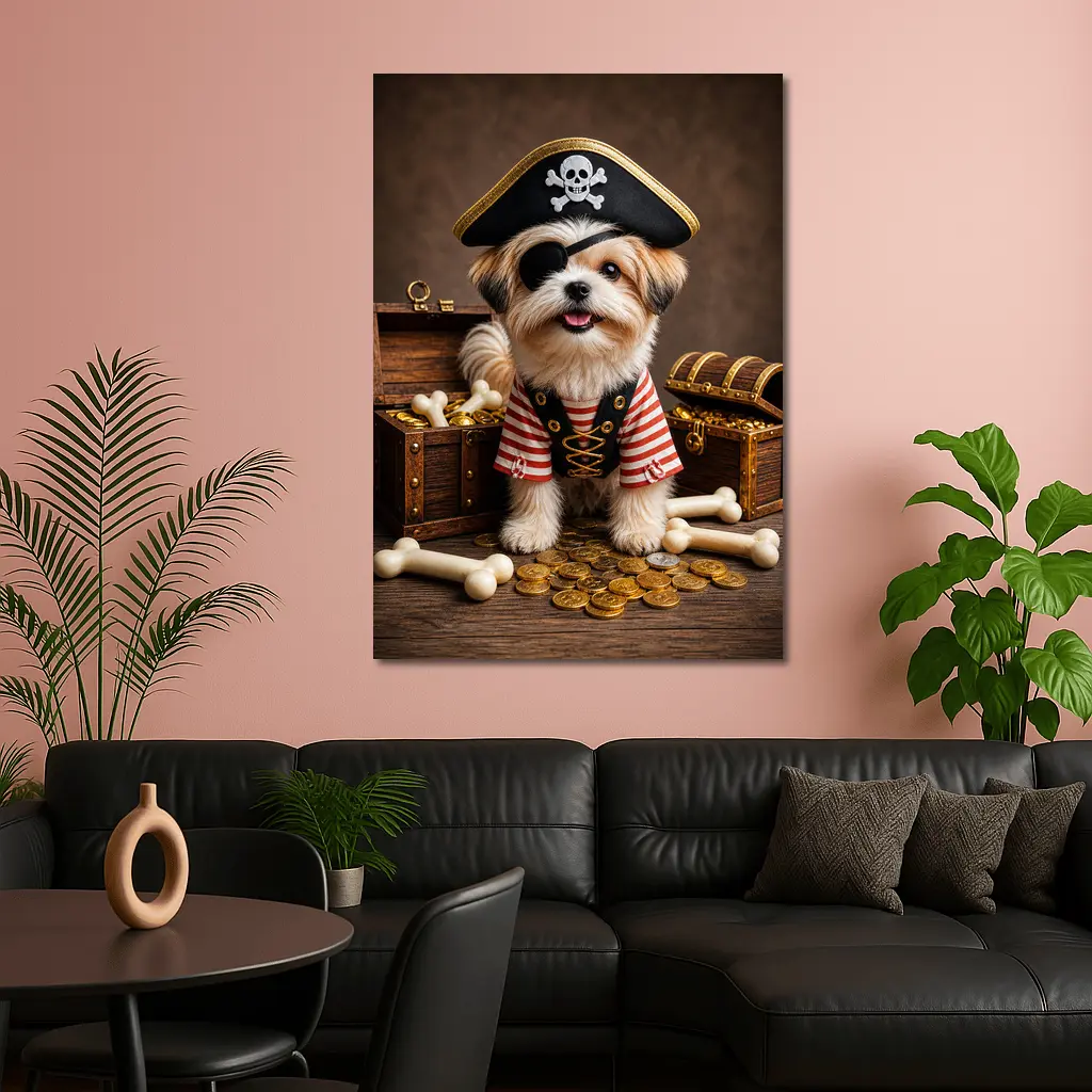 Shih Tzu Pirate Dog Treasure Chest Gold – Wall Art