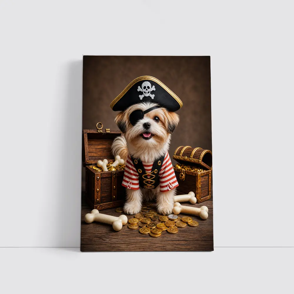 Shih Tzu Pirate Dog Treasure Chest Gold – Wall Art