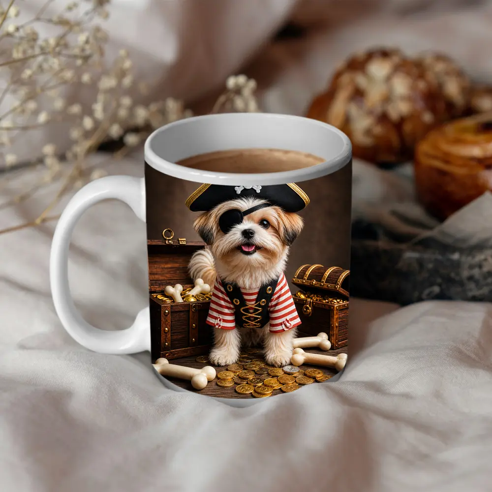 Shih Tzu Pirate Dog Treasure Chest Gold – Mugs