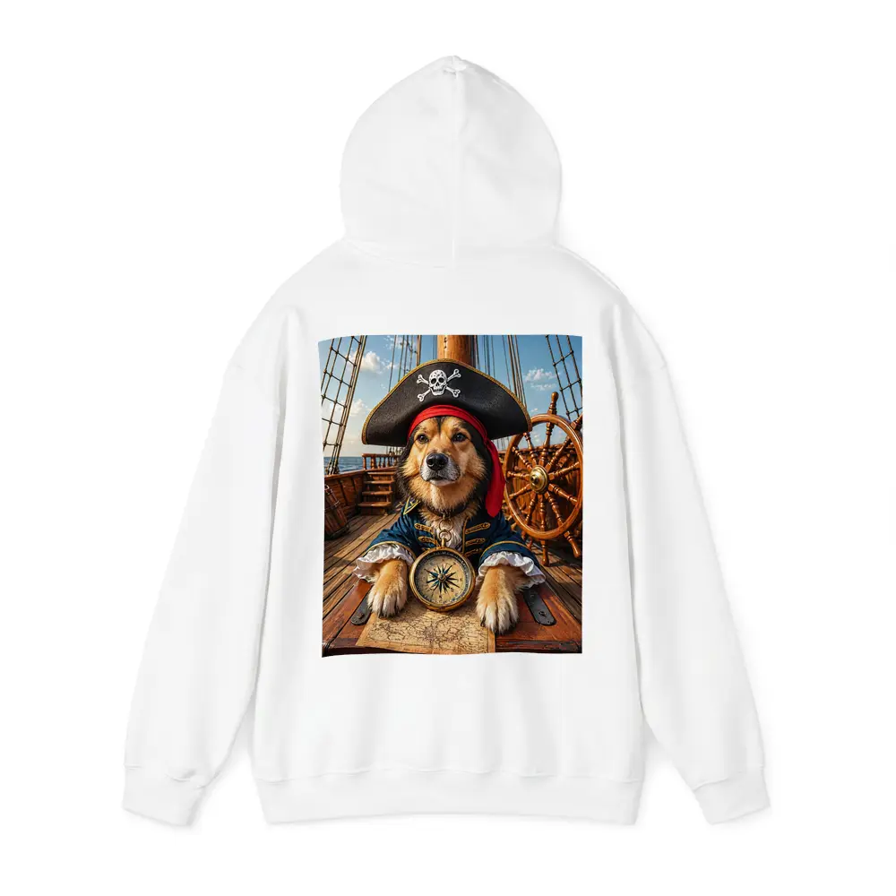 Golden Retriever Pirate Captain on Ship Deck – Hoodies