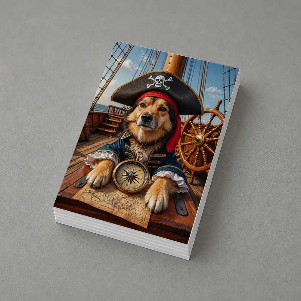Golden Retriever Pirate Captain on Ship Deck – Postcards