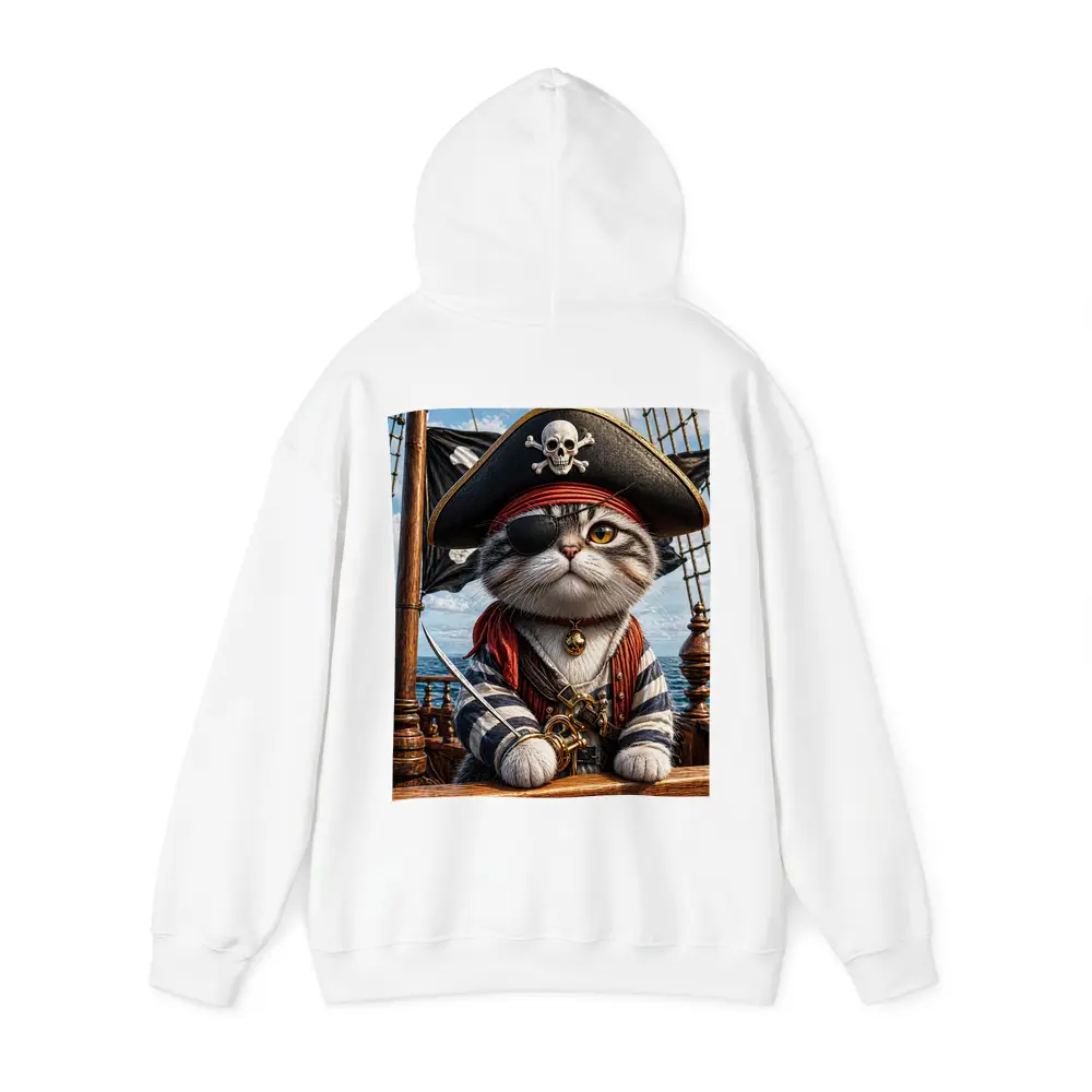 Pirate Cat on Ship Deck Ocean – Hoodies