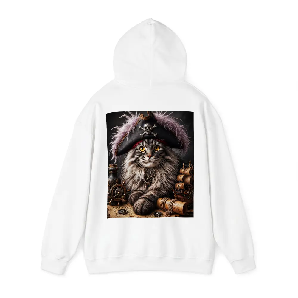 Maine Coon Pirate Captain Treasure Map Portrait – Hoodies