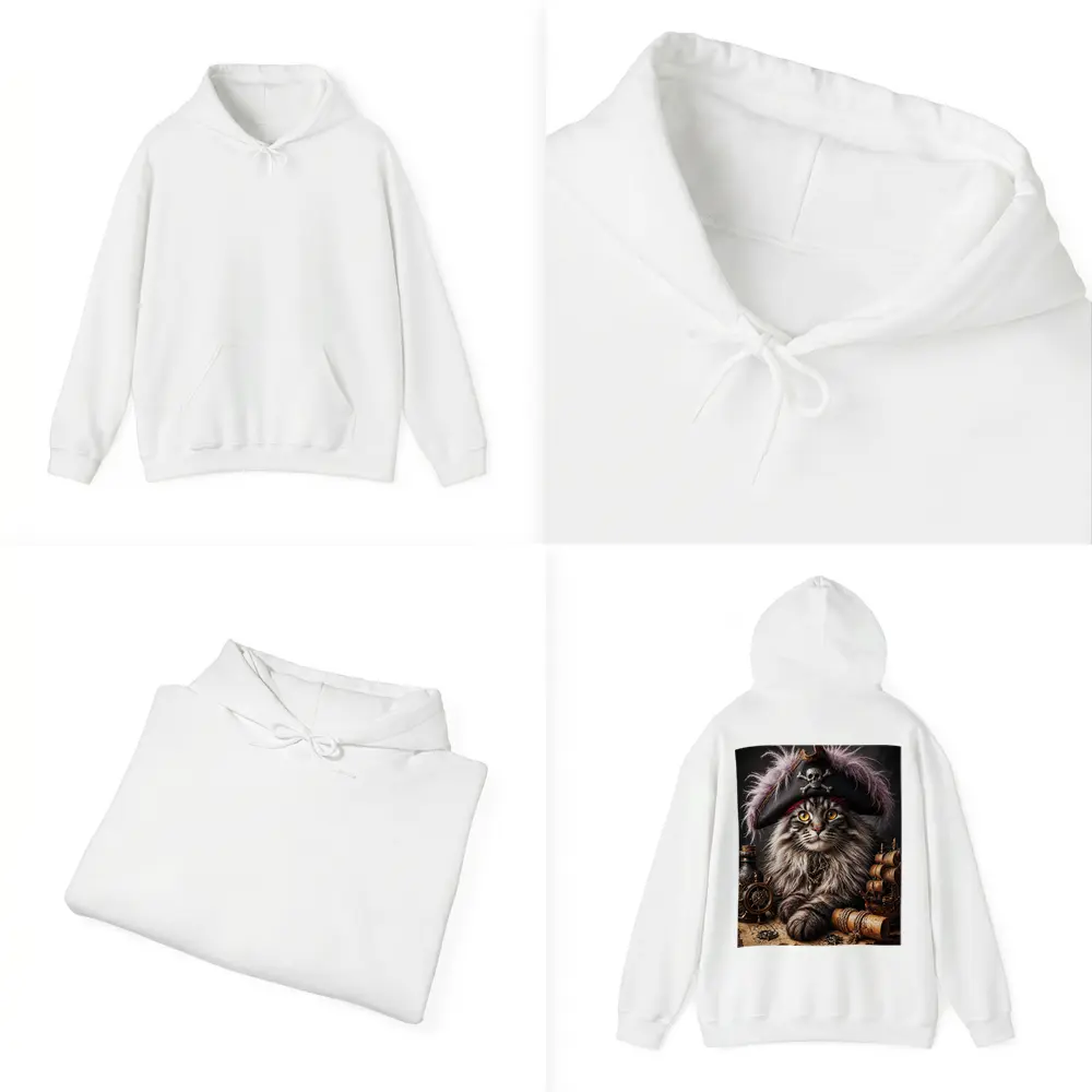 Maine Coon Pirate Captain Treasure Map Portrait – Hoodies