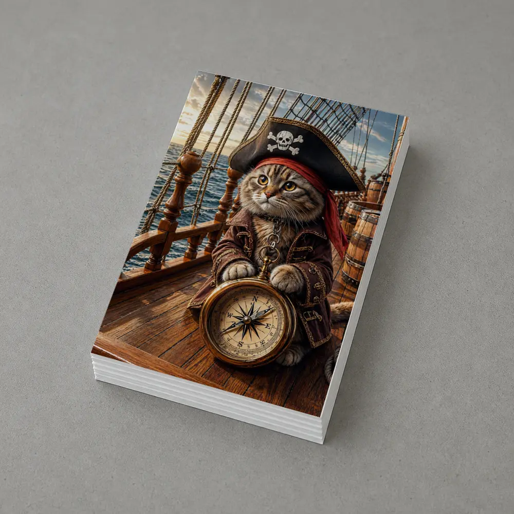 Scottish Fold Pirate Cat Compass Ship Deck – Postcards