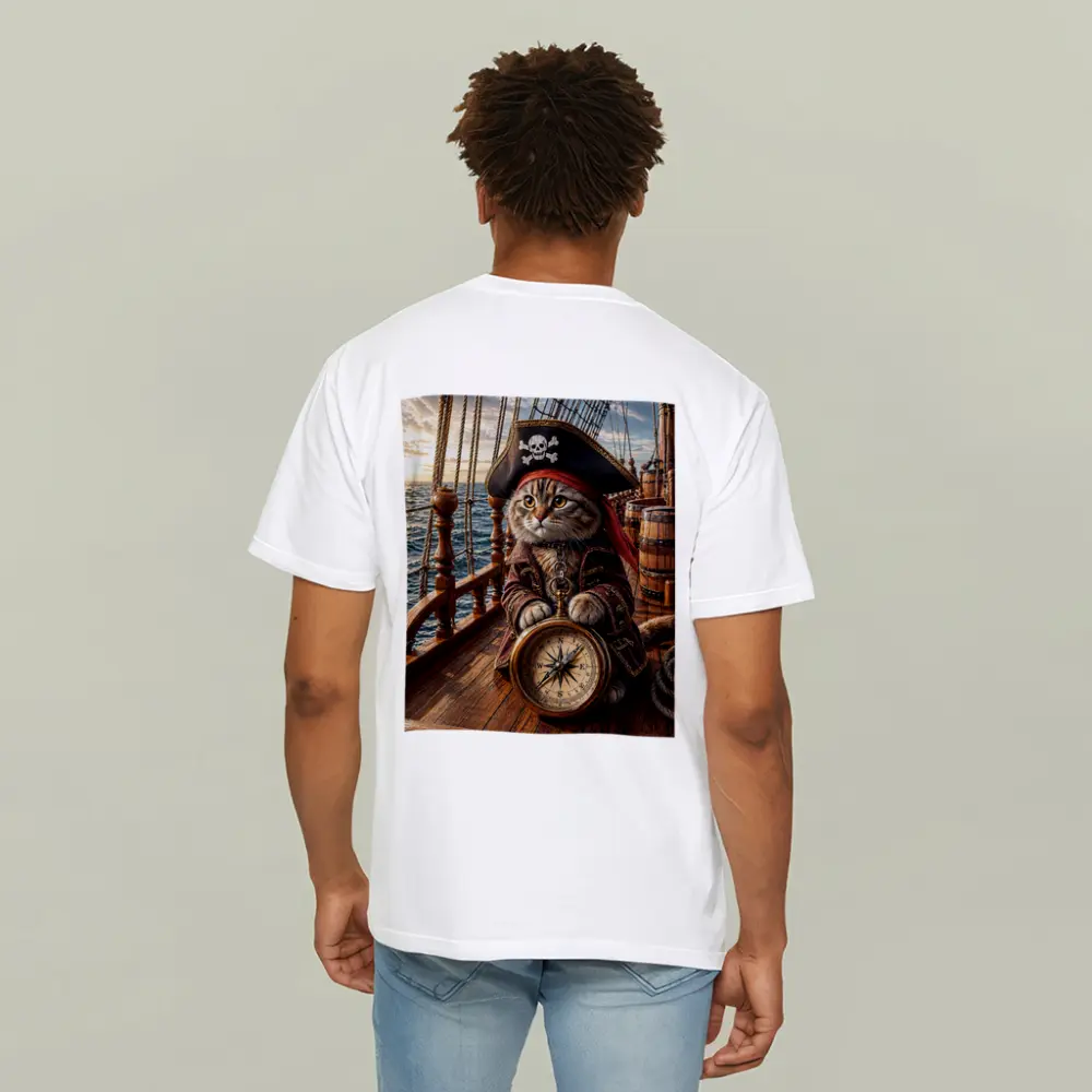 Scottish Fold Pirate Cat Compass Ship Deck – T-Shirts