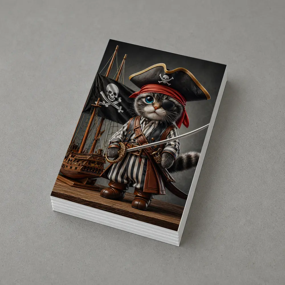 Pirate Cat With Sword and Ship – Postcards