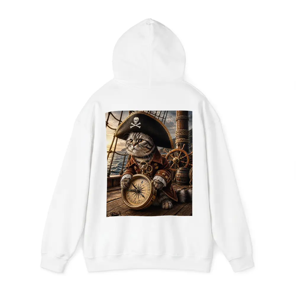 Scottish Fold Pirate Cat Holding Compass Ship – Hoodies