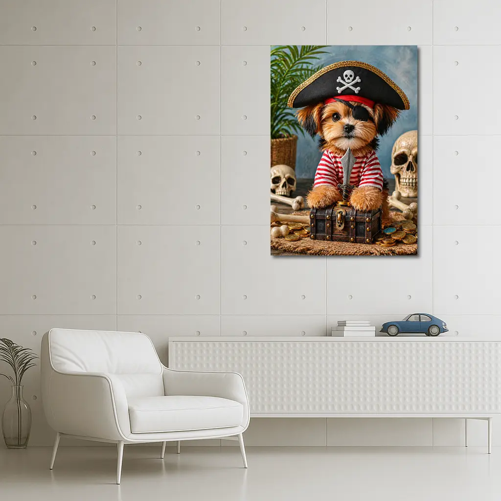 Yorkshire Terrier Pirate Captain Treasure Chest – Wall Art