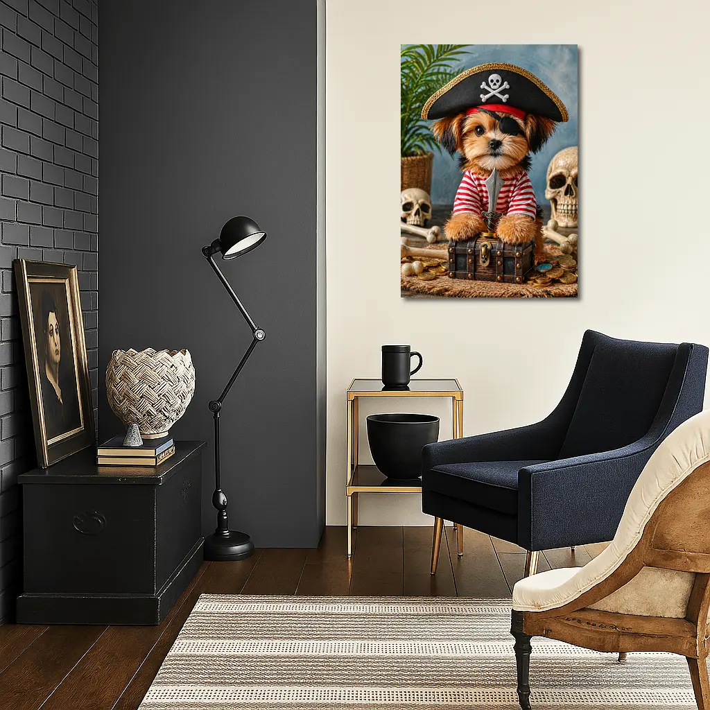 Yorkshire Terrier Pirate Captain Treasure Chest – Wall Art