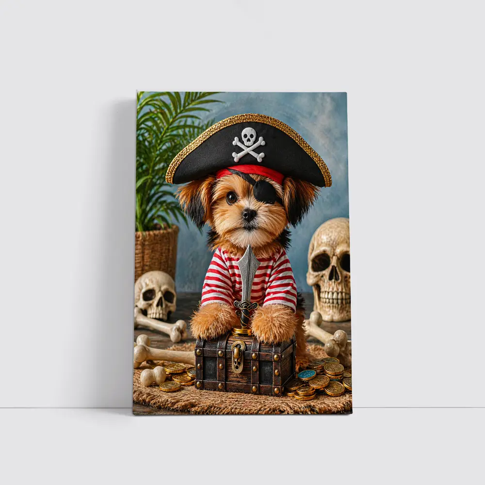 Yorkshire Terrier Pirate Captain Treasure Chest – Wall Art