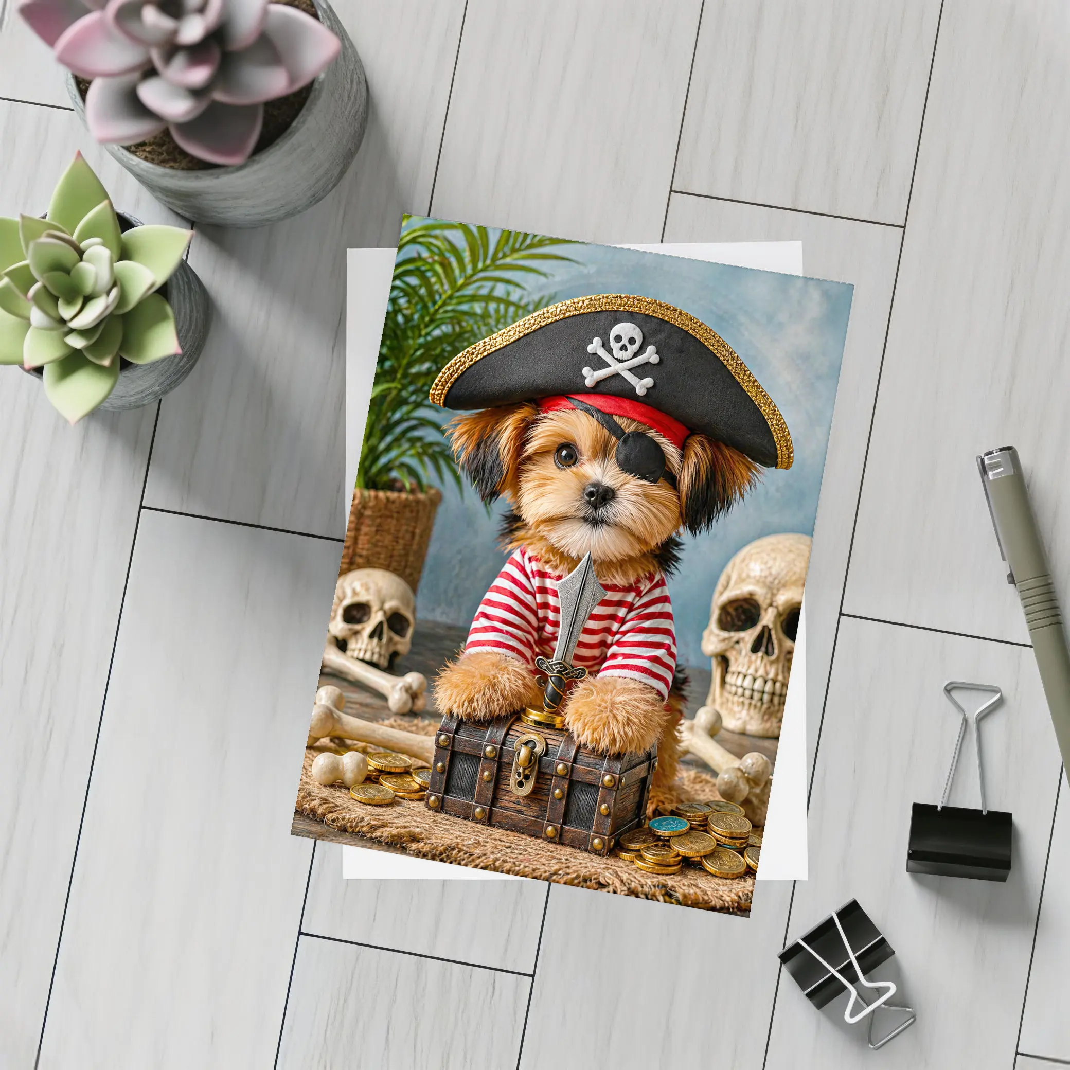Yorkshire Terrier Pirate Captain Treasure Chest – Postcards