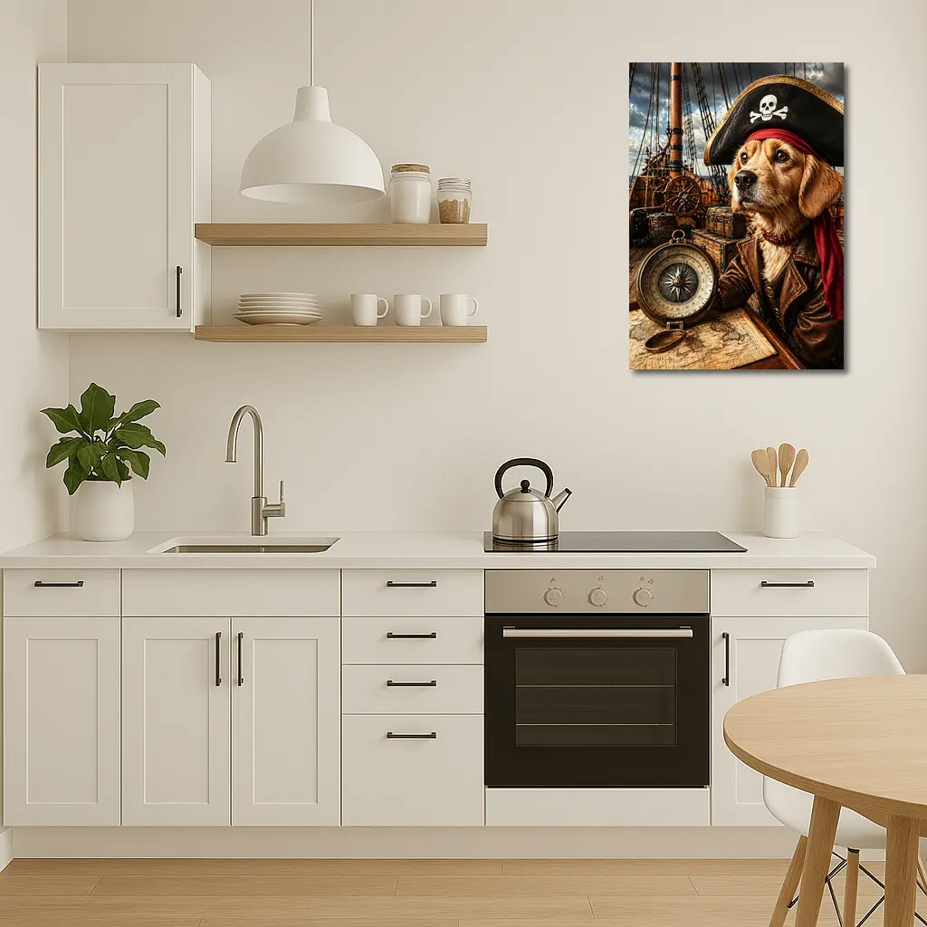 Golden Retriever Pirate Captain Ship Deck – Wall Art