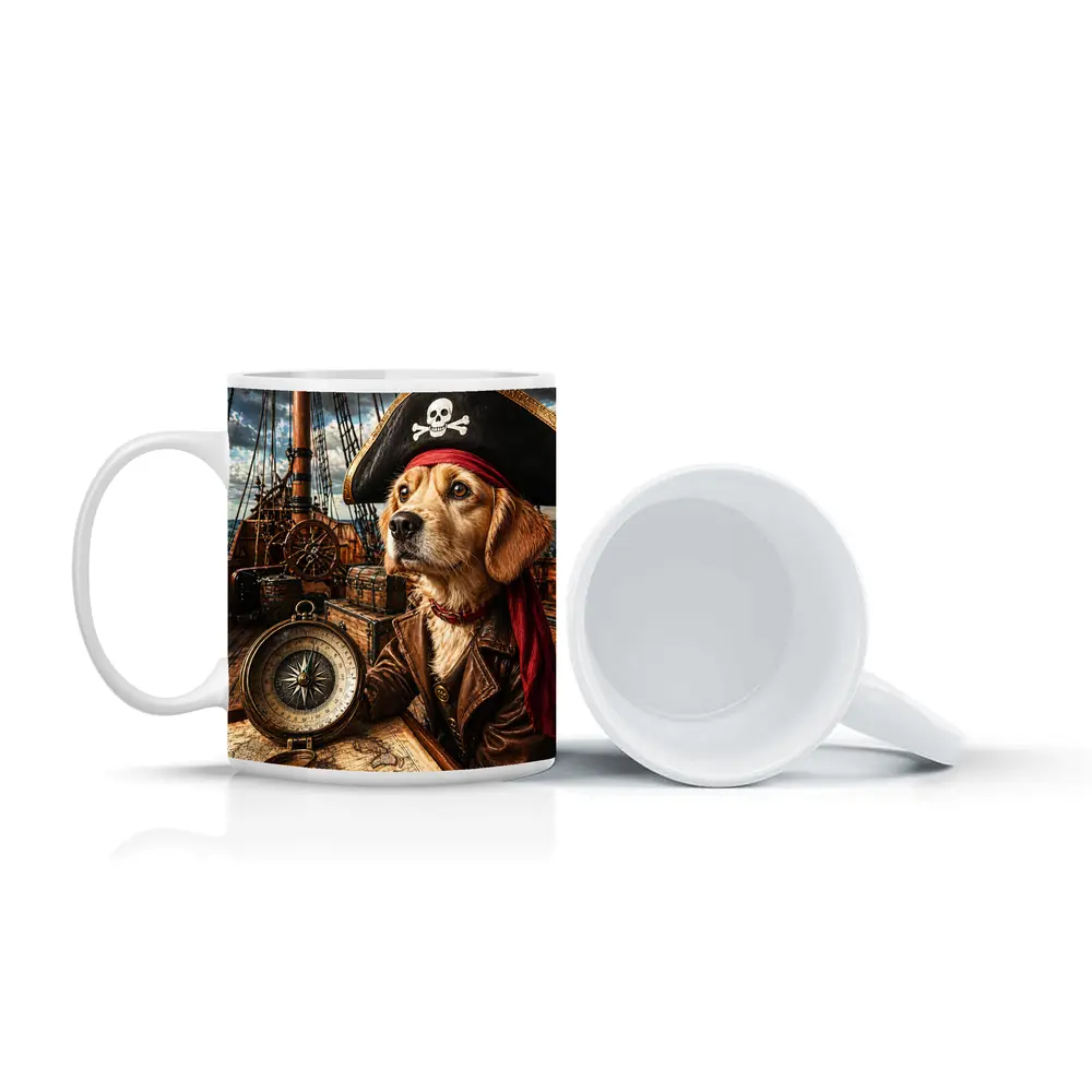 Golden Retriever Pirate Captain Ship Deck – Mugs