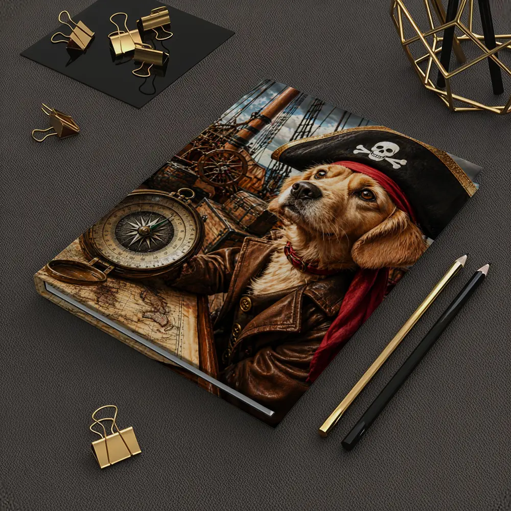 Golden Retriever Pirate Captain Ship Deck – Notebooks