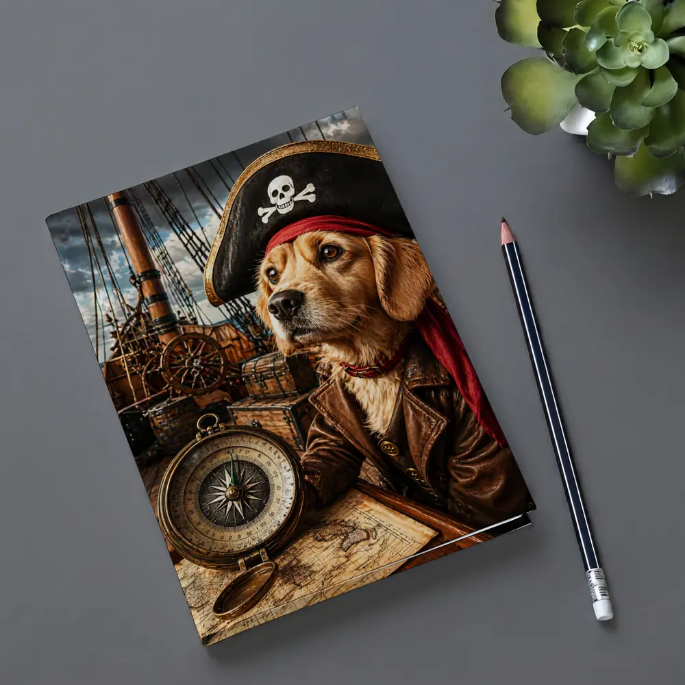 Golden Retriever Pirate Captain Ship Deck – Notebooks