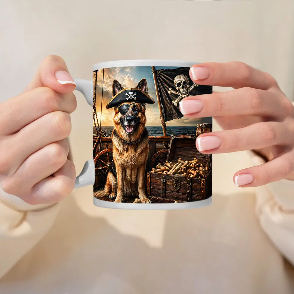 Pirate German Shepherd Dog Ship Treasure Chest – Mugs