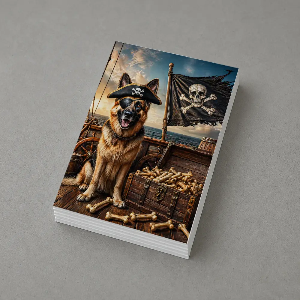 Pirate German Shepherd Dog Ship Treasure Chest – Postcards