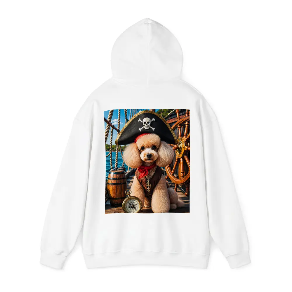 Pirate Poodle Captain on Wooden Ship Deck – Hoodies