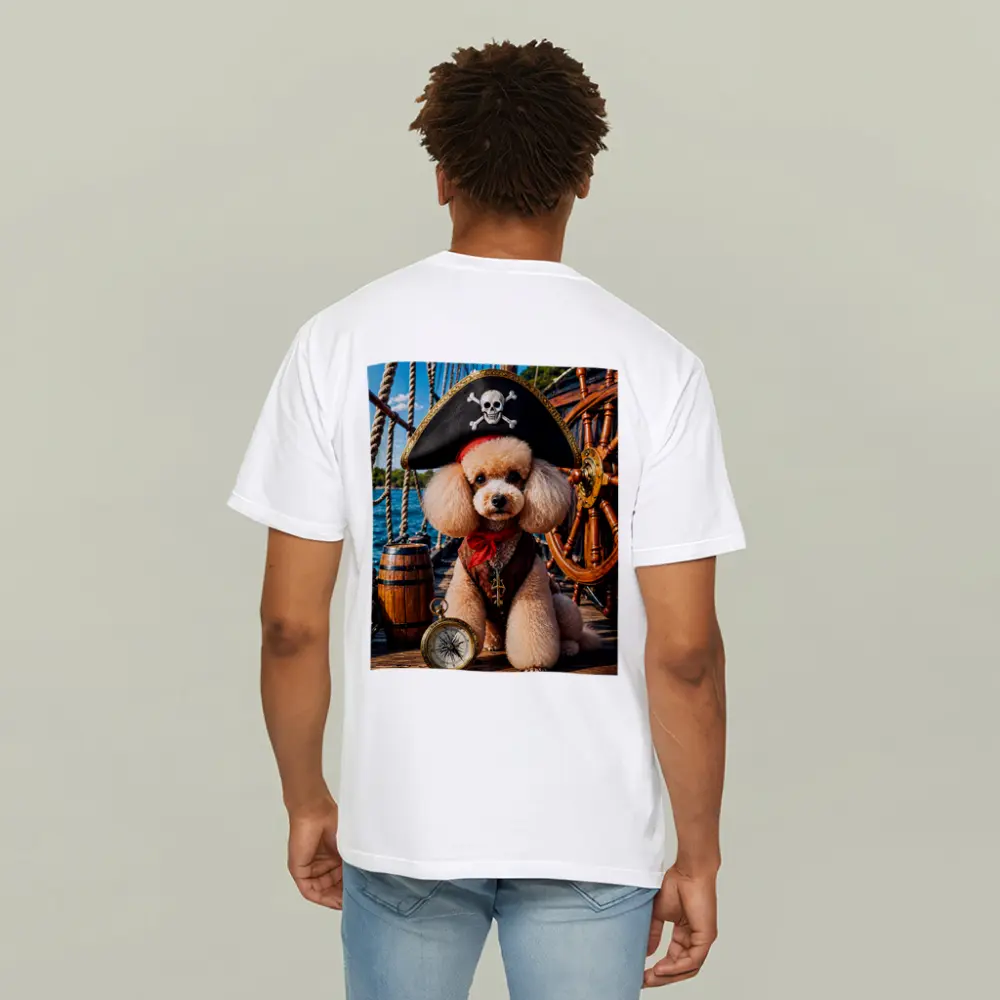 Pirate Poodle Captain on Wooden Ship Deck – T-Shirts