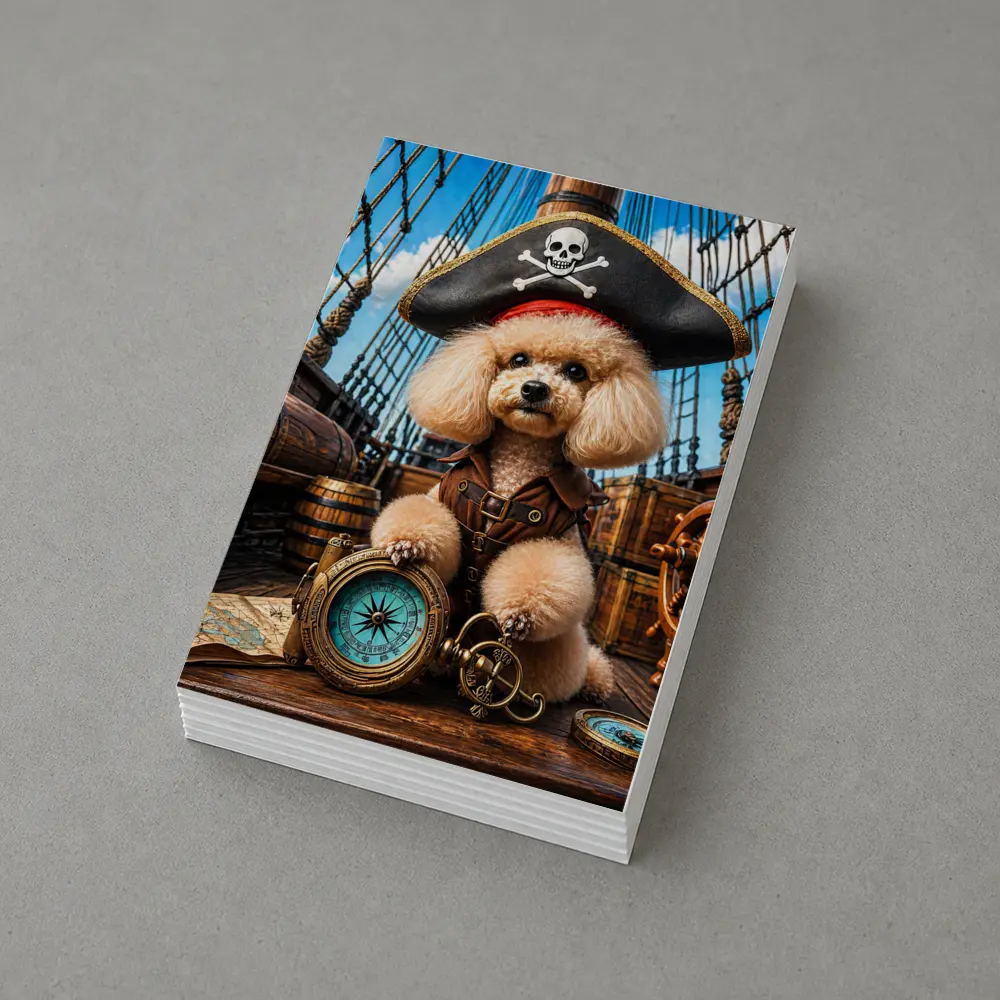 Pirate Poodle Captain on Wooden Ship – Postcards