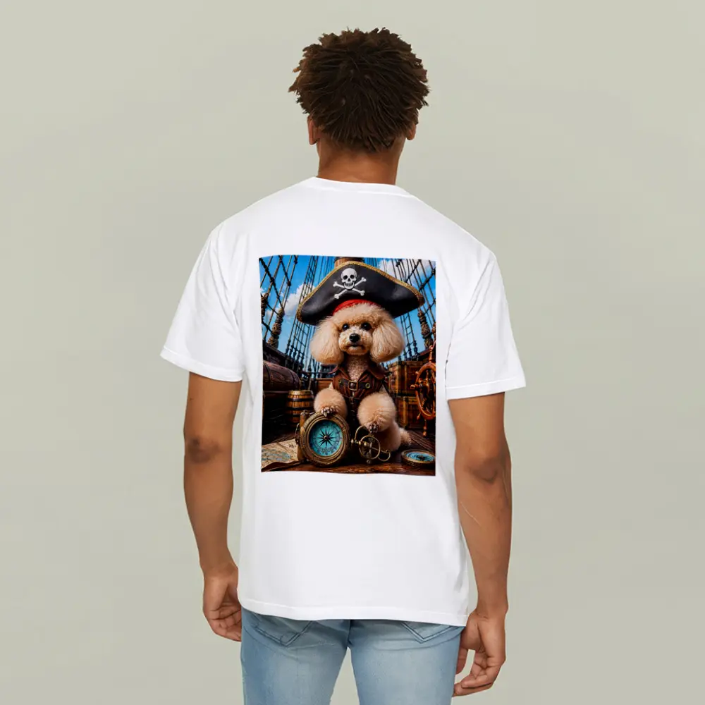 Pirate Poodle Captain on Wooden Ship – T-Shirts