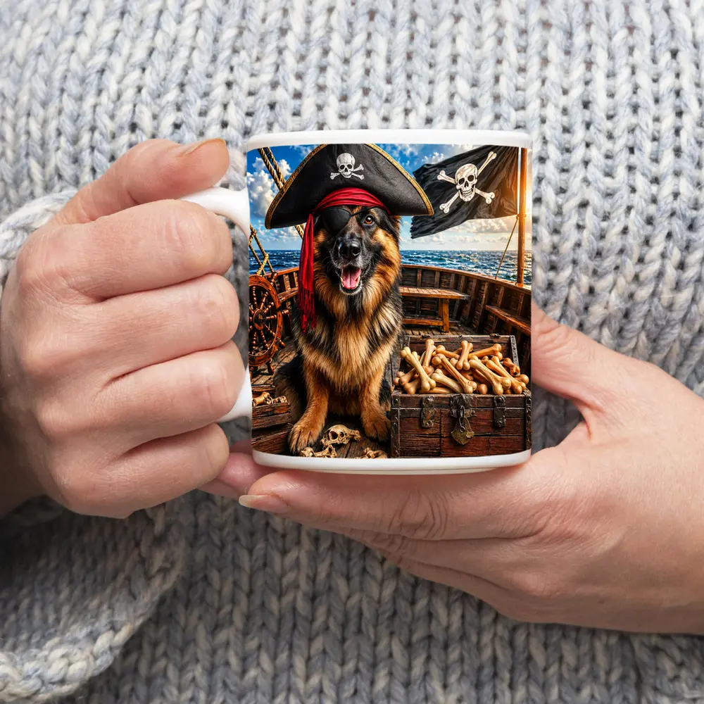 Pirate German Shepherd Dog Treasure Ship – Mugs