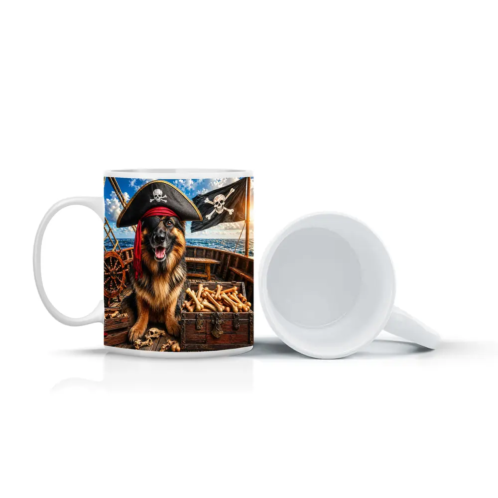 Pirate German Shepherd Dog Treasure Ship – Mugs