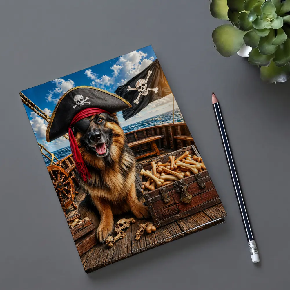 Pirate German Shepherd Dog Treasure Ship – Notebooks