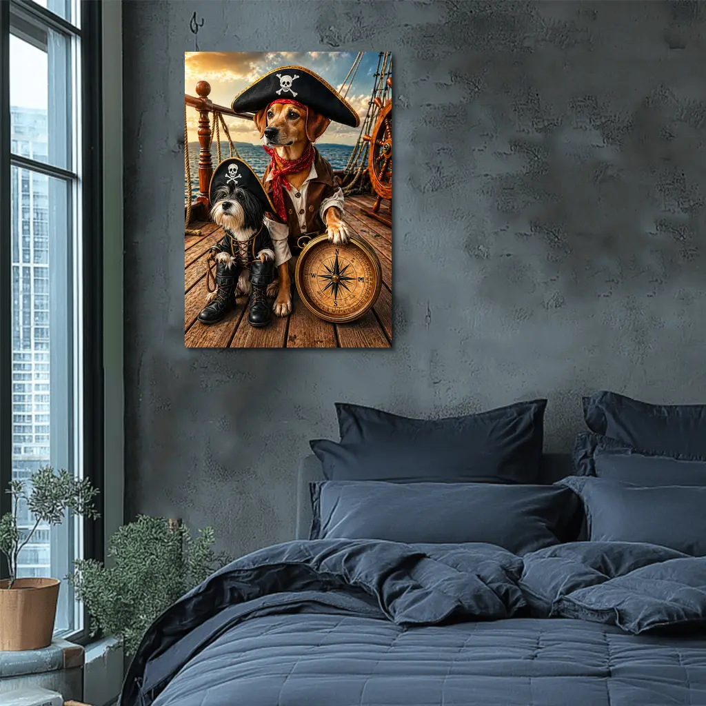 Pirate Dogs on Ship Deck Adventure – Wall Art