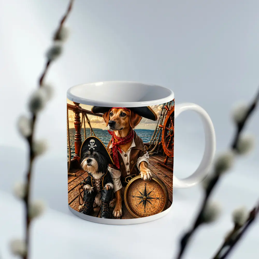 Pirate Dogs on Ship Deck Adventure – Mugs