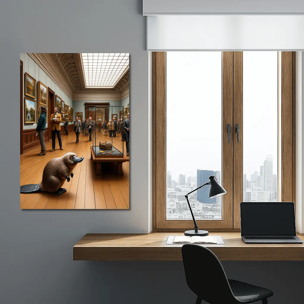 Platypus Standing Inside Classic Art Museum – Wall Art