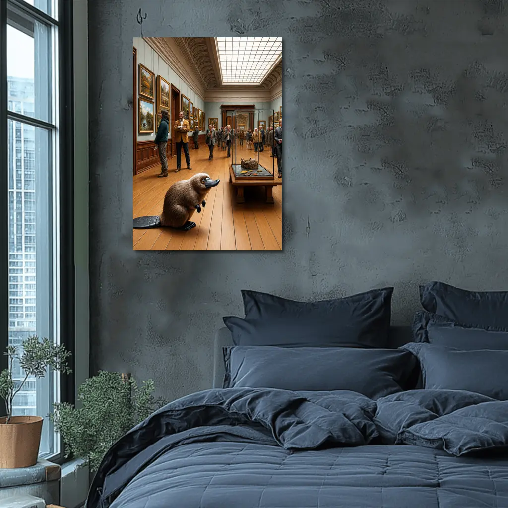 Platypus Standing Inside Classic Art Museum – Wall Art