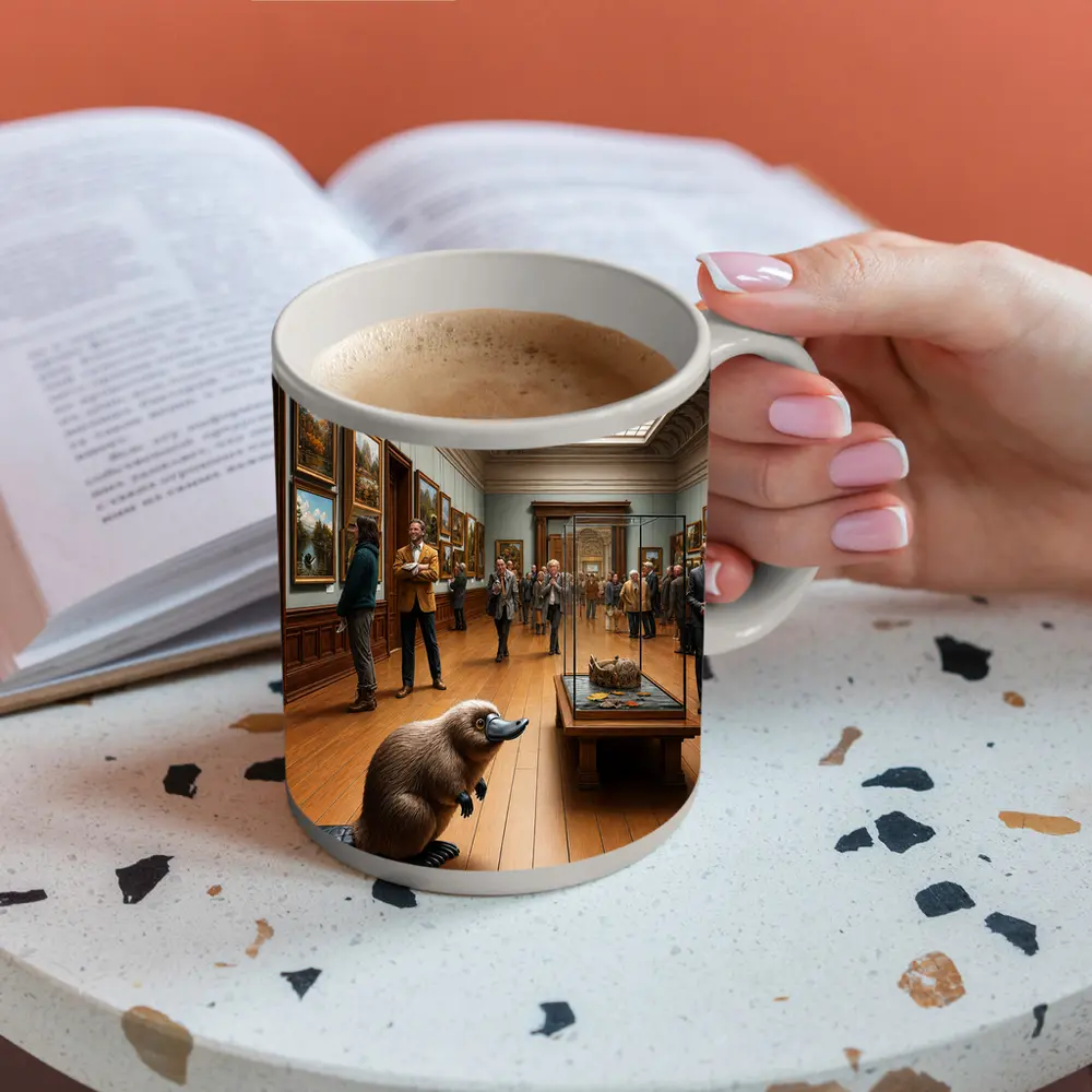 Platypus Standing Inside Classic Art Museum – Mugs