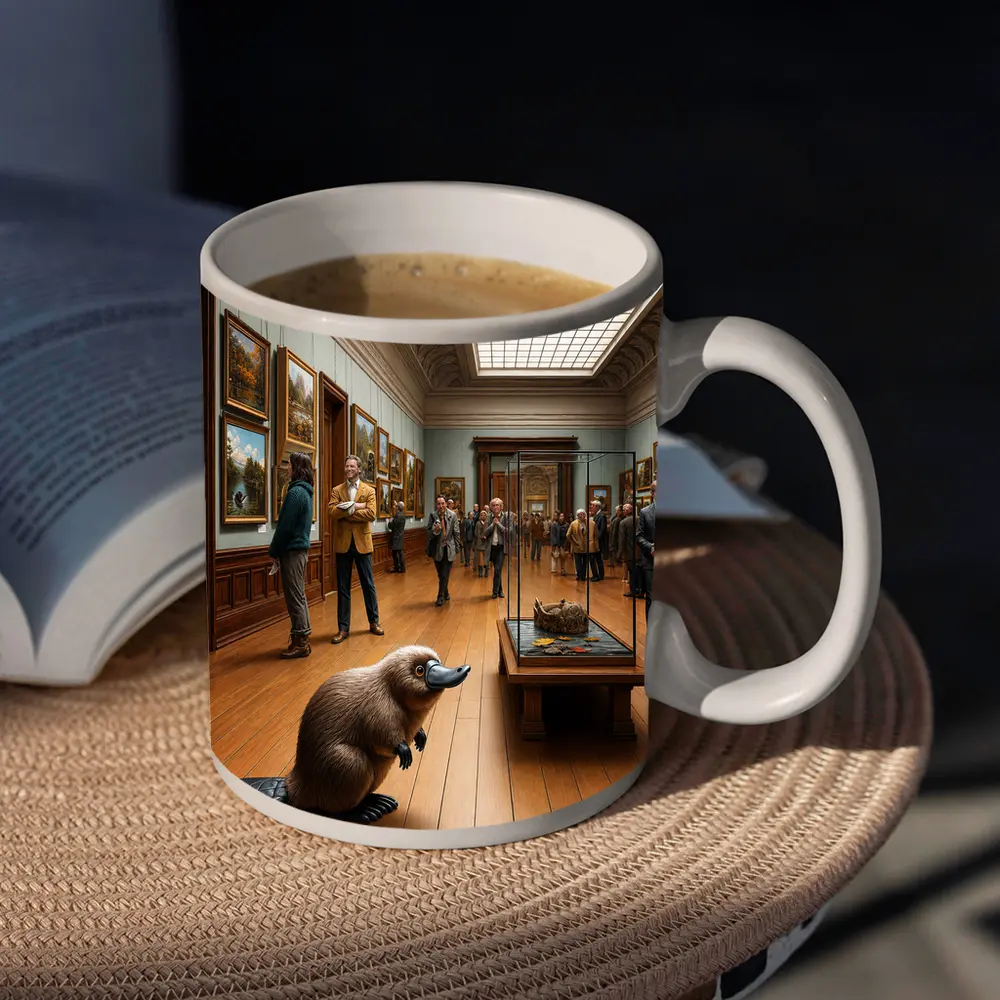 Platypus Standing Inside Classic Art Museum – Mugs