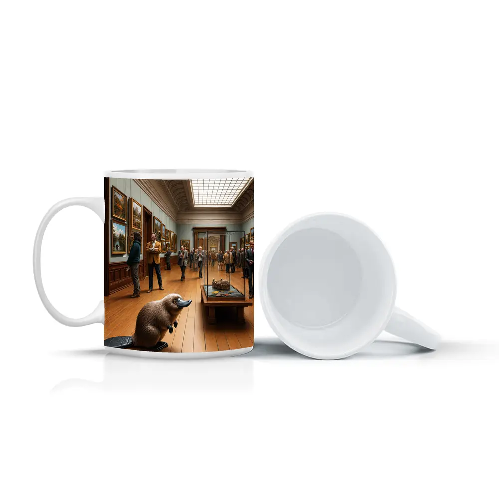 Platypus Standing Inside Classic Art Museum – Mugs