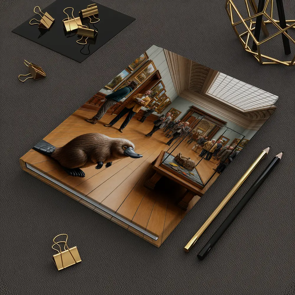 Platypus Standing Inside Classic Art Museum – Notebooks